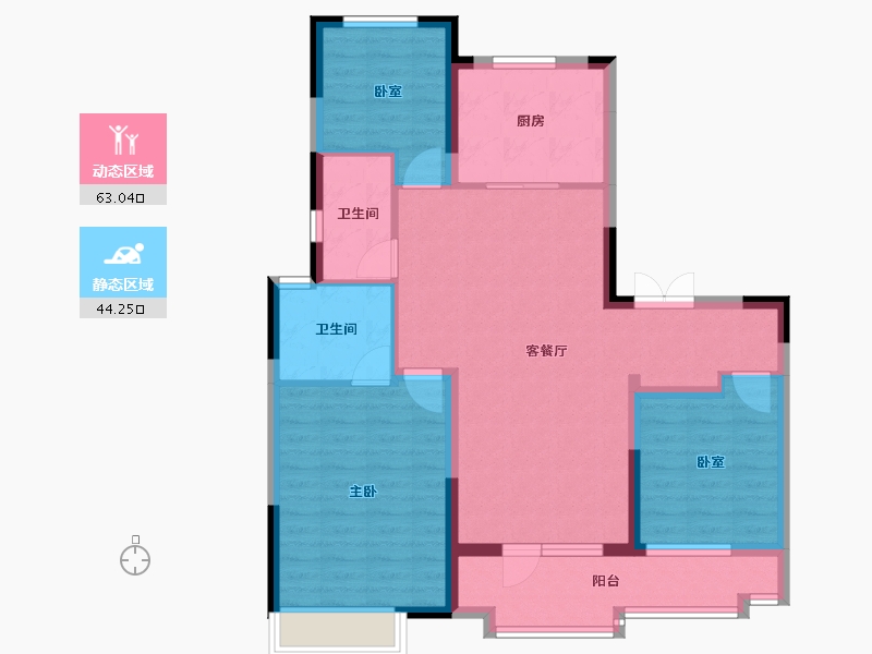 山东省-烟台市-招商马尔贝拉-96.00-户型库-动静分区