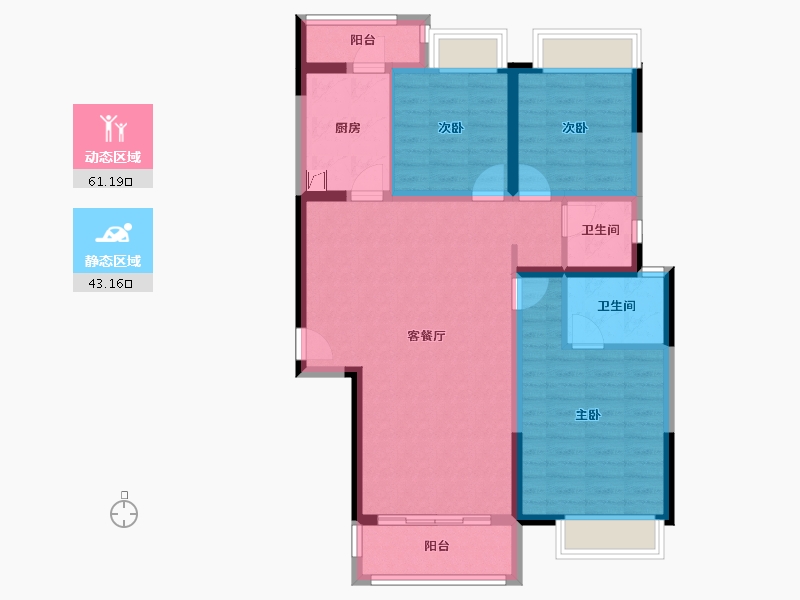 湖北省-武汉市-王家湾中央生活区湾玺-92.80-户型库-动静分区