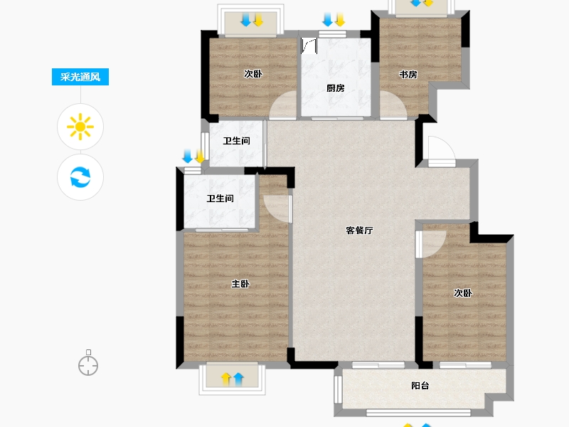 湖北省-武汉市-中建壹品澜悦-100.00-户型库-采光通风