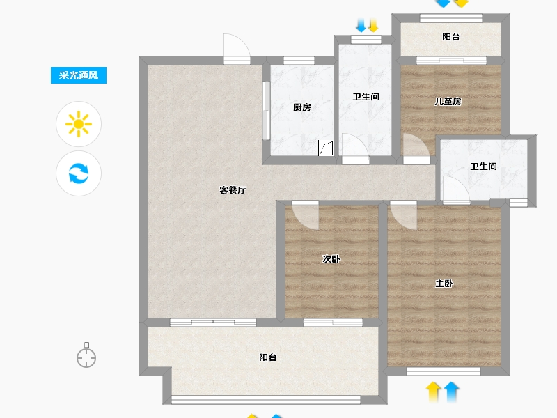 安徽省-六安市-振兴·文禾赋-94.65-户型库-采光通风