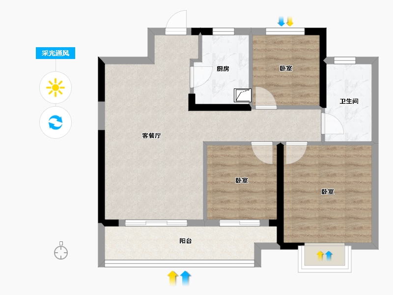 湖北省-武汉市-保亿未来长江城-70.00-户型库-采光通风