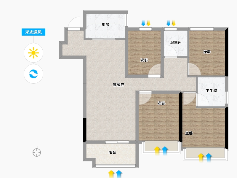 山东省-潍坊市-大有世家-110.40-户型库-采光通风