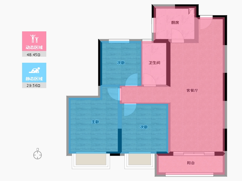 湖北省-武汉市-王家湾中央生活区湾玺-69.00-户型库-动静分区