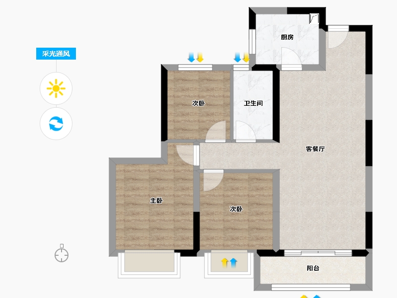 湖北省-武汉市-王家湾中央生活区湾玺-69.00-户型库-采光通风