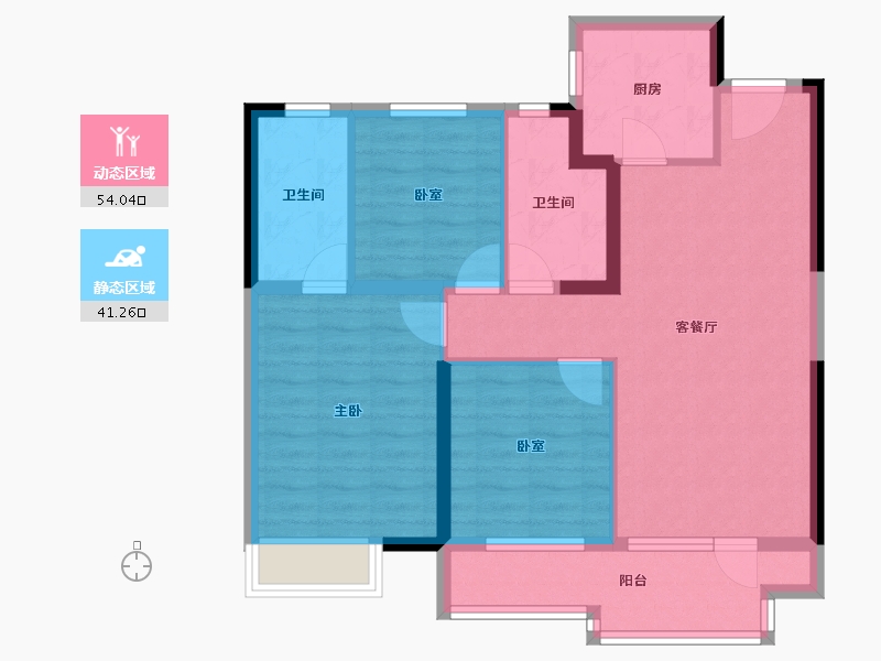 山东省-烟台市-招商马尔贝拉-84.79-户型库-动静分区