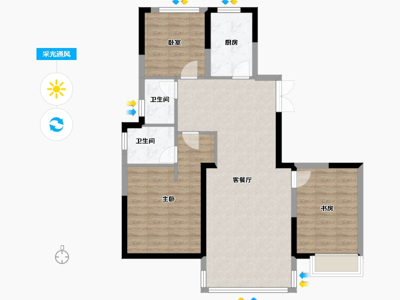 山东省-烟台市-乐橙-86.41-户型库-采光通风