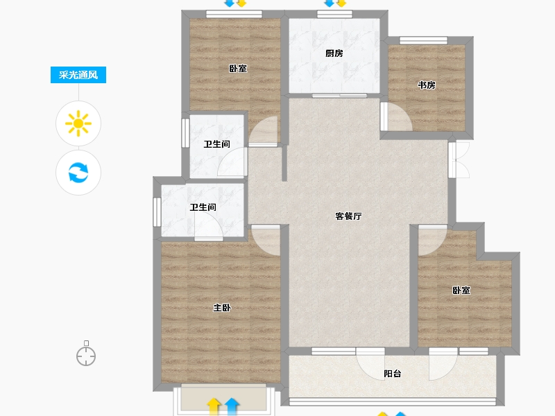 山东省-烟台市-招商雍景湾-100.00-户型库-采光通风