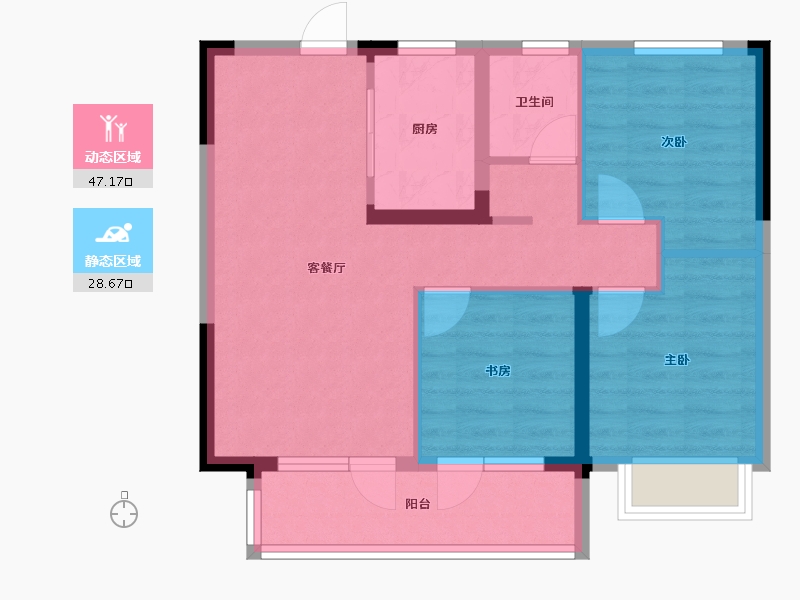 河北省-石家庄市-东原启城-67.36-户型库-动静分区