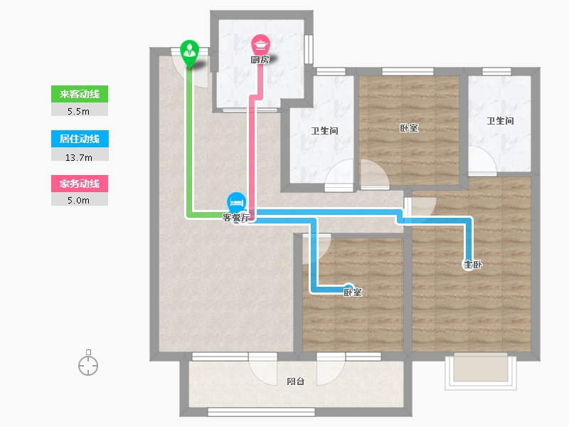 山东省-烟台市-招商雍景湾-96.00-户型库-动静线