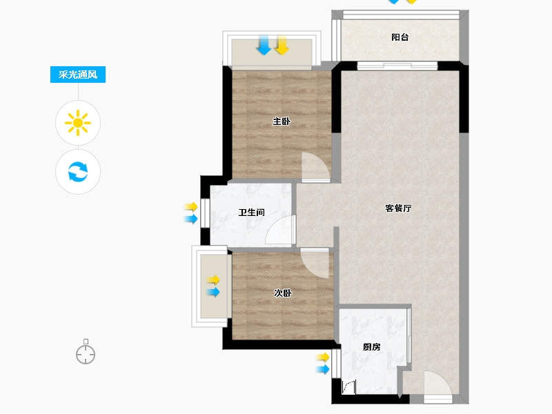 广东省-东莞市-龙光·玖龙玺(虎门)-74.00-户型库-采光通风