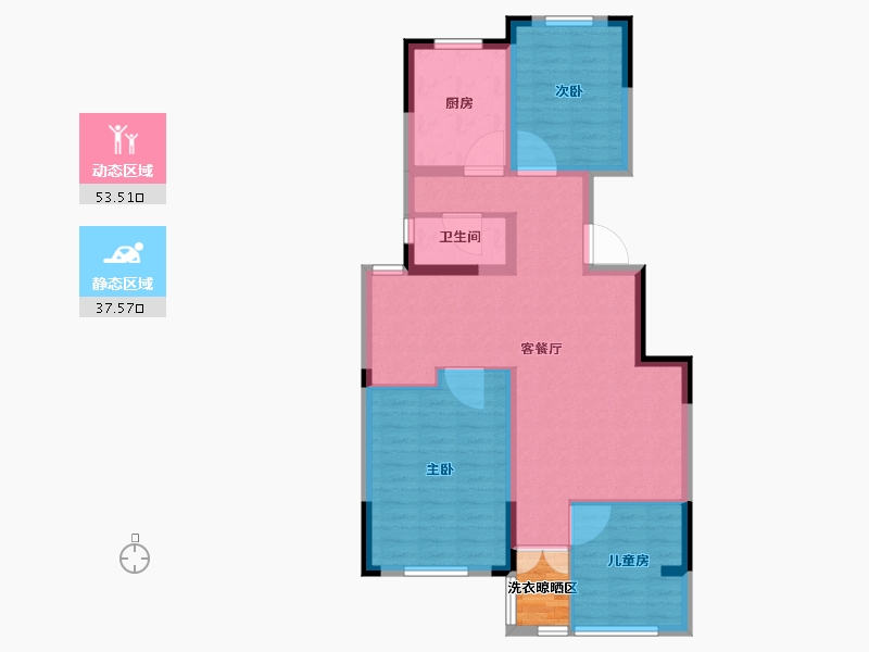 山东省-烟台市-玲珑佳苑-84.13-户型库-动静分区