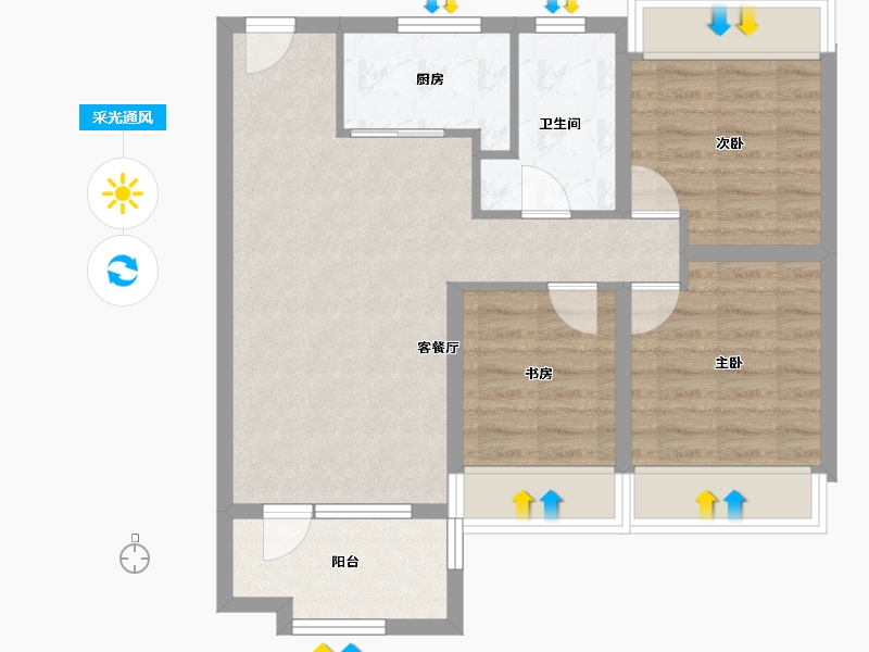 辽宁省-沈阳市-荣盛和悦名邸-68.30-户型库-采光通风