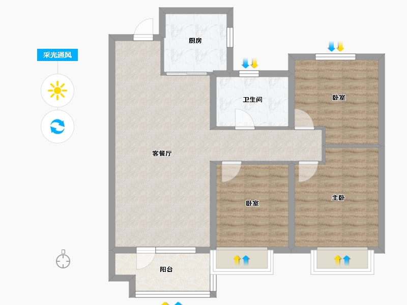 山东省-烟台市-旭辉银盛泰辉盛岚海-82.40-户型库-采光通风