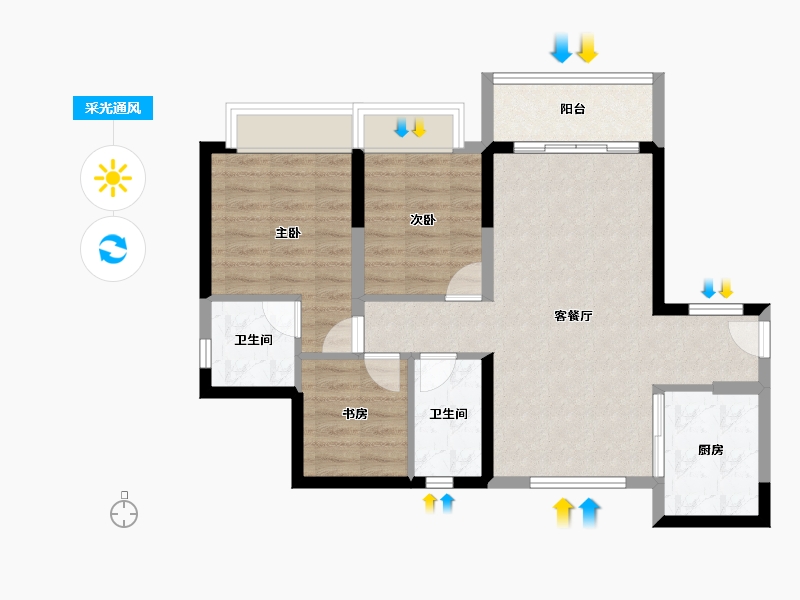 广东省-东莞市-信鸿誉庭-74.36-户型库-采光通风