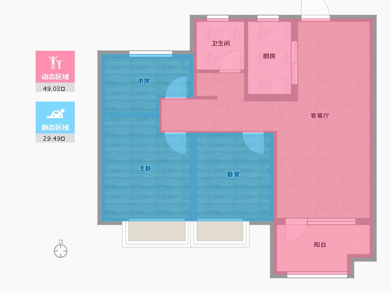 山东省-烟台市-城发云悦府-69.59-户型库-动静分区