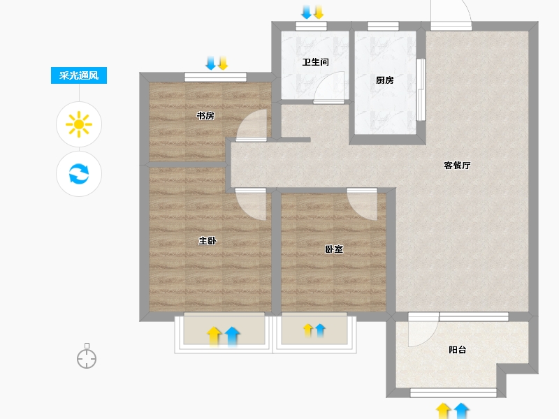 山东省-烟台市-城发云悦府-69.59-户型库-采光通风