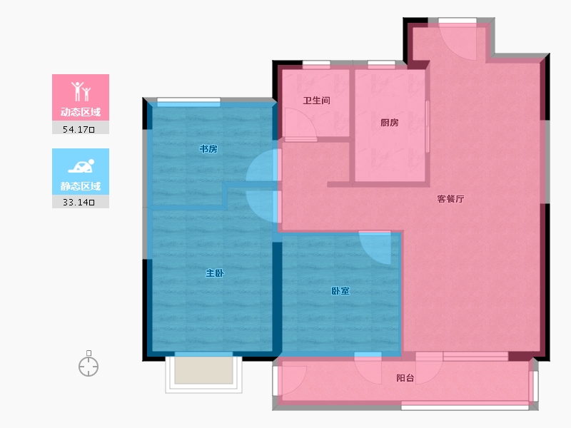 山东省-烟台市-天恒龙泽府-78.40-户型库-动静分区