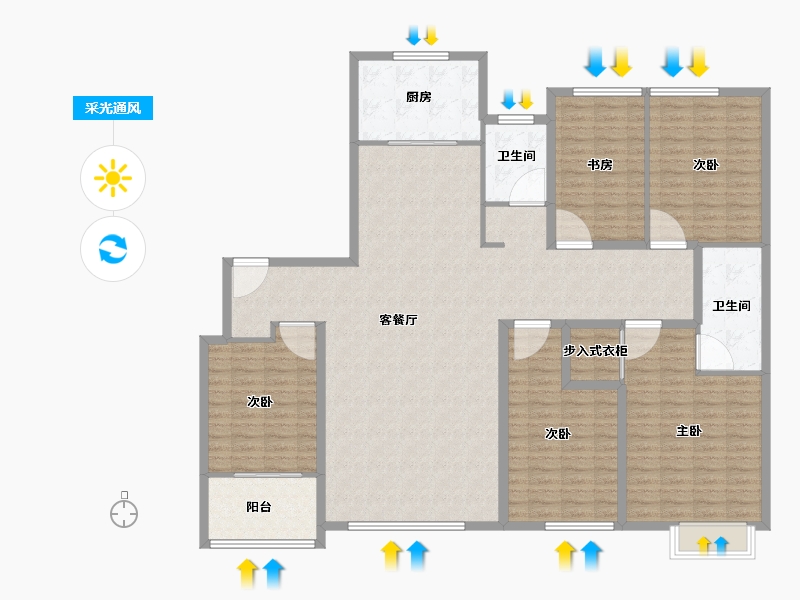 山东省-潍坊市-华安·东方名郡-172.00-户型库-采光通风