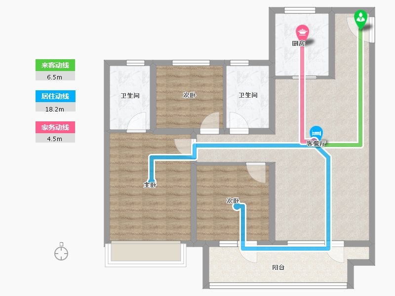 山东省-烟台市-华星中瑞北欧公园-89.52-户型库-动静线