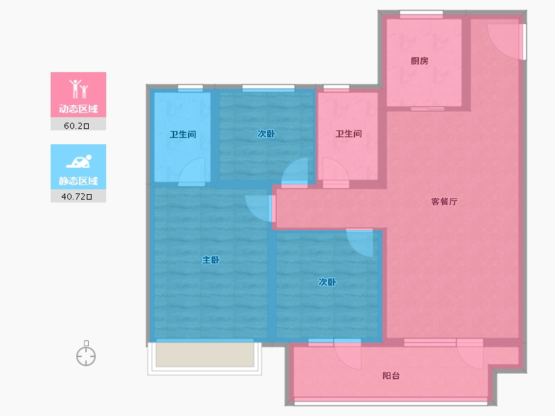 山东省-烟台市-华星中瑞北欧公园-89.52-户型库-动静分区