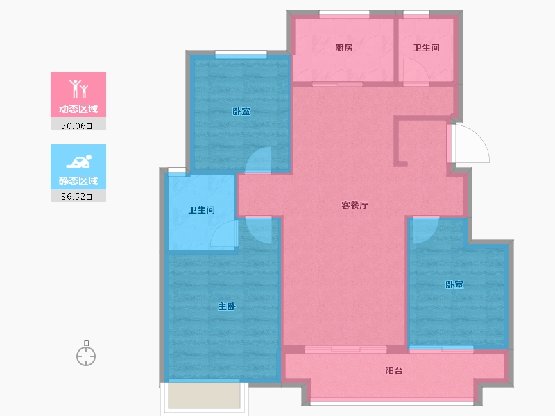 山东省-烟台市-万科翠湖山晓留莊-78.40-户型库-动静分区