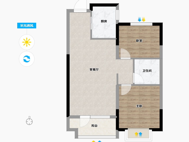 山东省-烟台市-中瑞城-68.00-户型库-采光通风