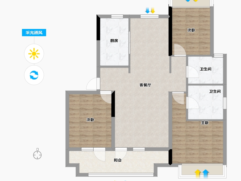 辽宁省-沈阳市-荣盛和悦名邸-102.40-户型库-采光通风