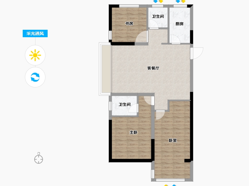 山东省-烟台市-乐橙-85.60-户型库-采光通风