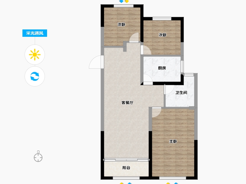 山东省-潍坊市-创投·潍州金谷-90.67-户型库-采光通风