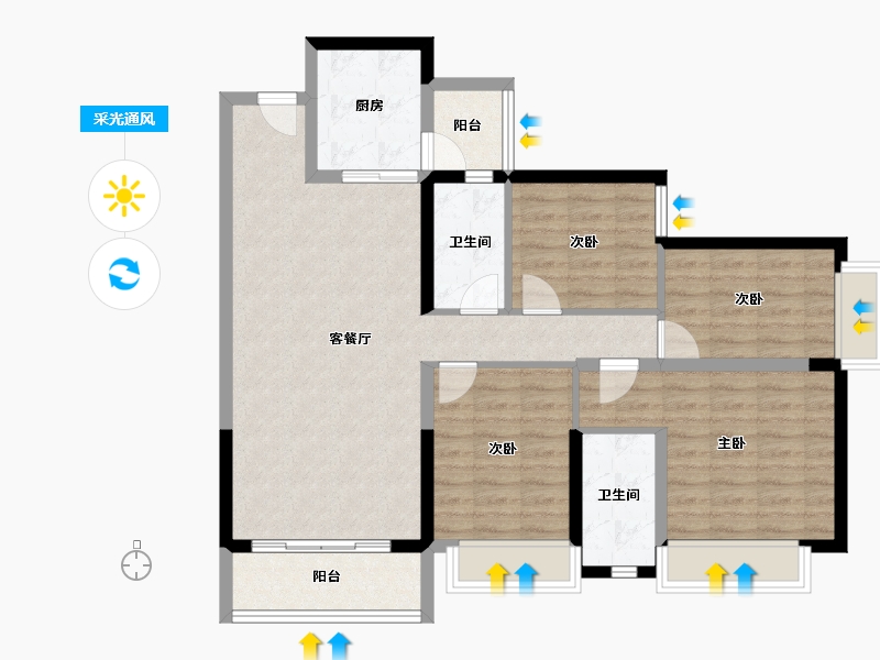 广东省-东莞市-信鸿誉庭-97.96-户型库-采光通风