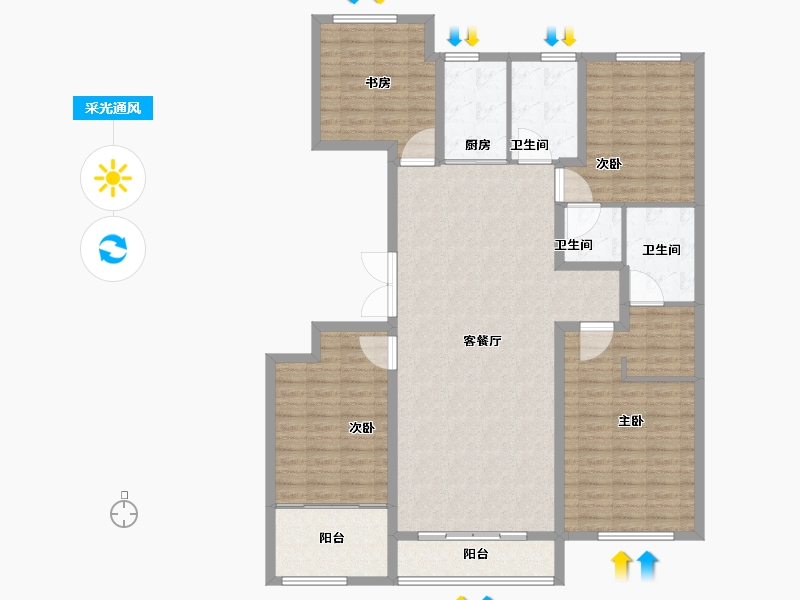 山东省-潍坊市-华安·东方名郡-145.61-户型库-采光通风