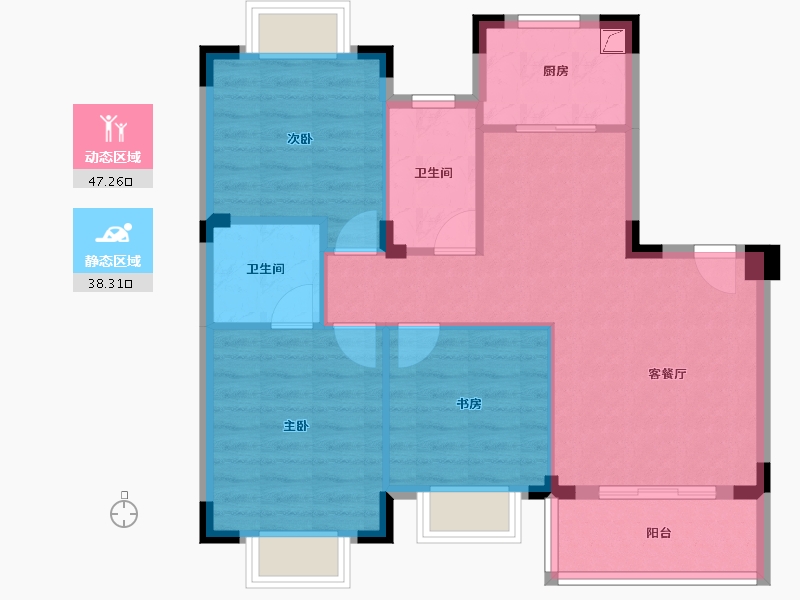 湖北省-武汉市-保合太和东合院-77.00-户型库-动静分区