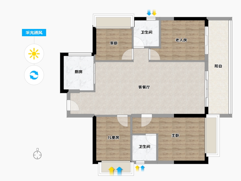 广东省-东莞市-碧桂园·松湖明珠-97.08-户型库-采光通风