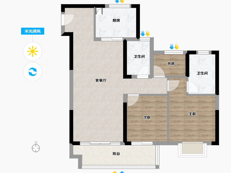 浙江省-宁波市-祥源漫城-78.41-户型库-采光通风