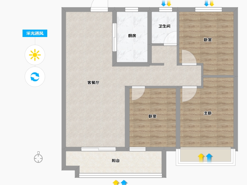 山东省-烟台市-旭辉银盛泰辉盛岚海-80.00-户型库-采光通风