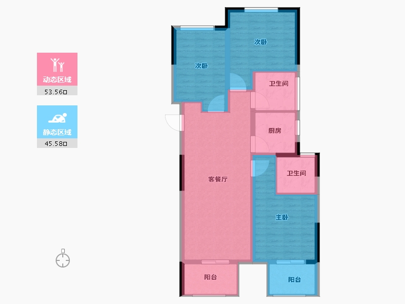 河南省-郑州市-大正·水晶森林-88.82-户型库-动静分区