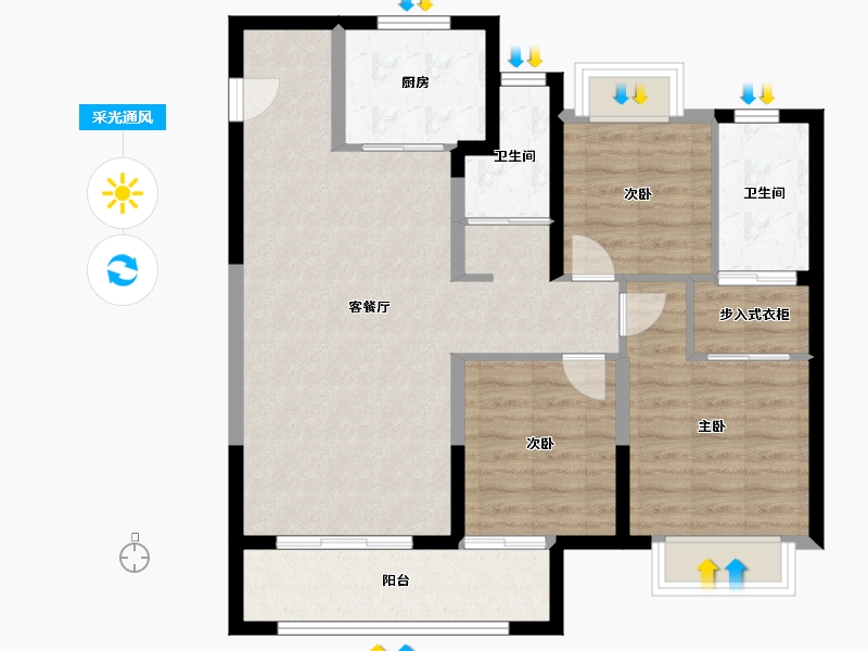 湖北省-武汉市-中建壹品澜悦-88.01-户型库-采光通风