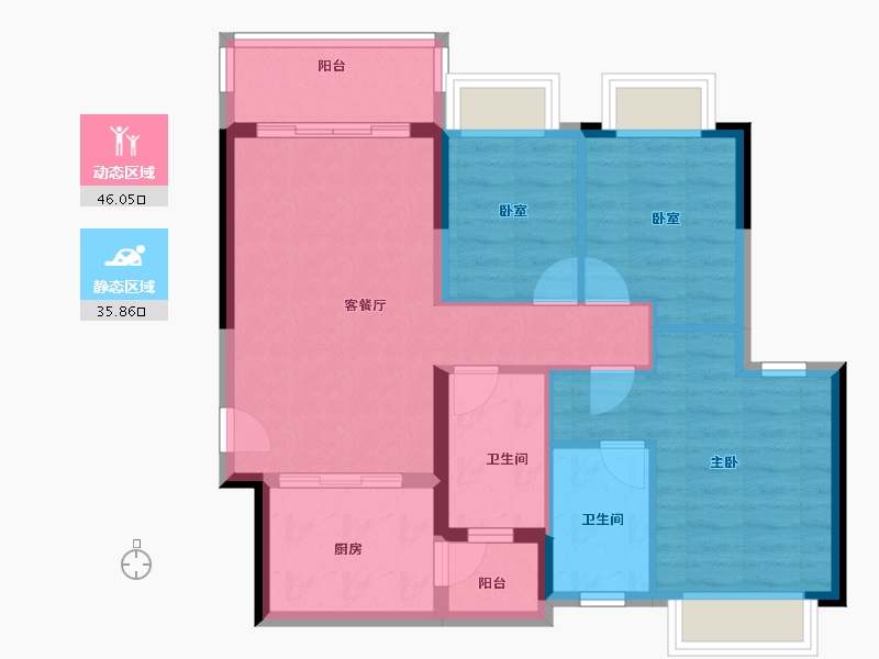 广东省-佛山市-恒大滨江华府-73.00-户型库-动静分区