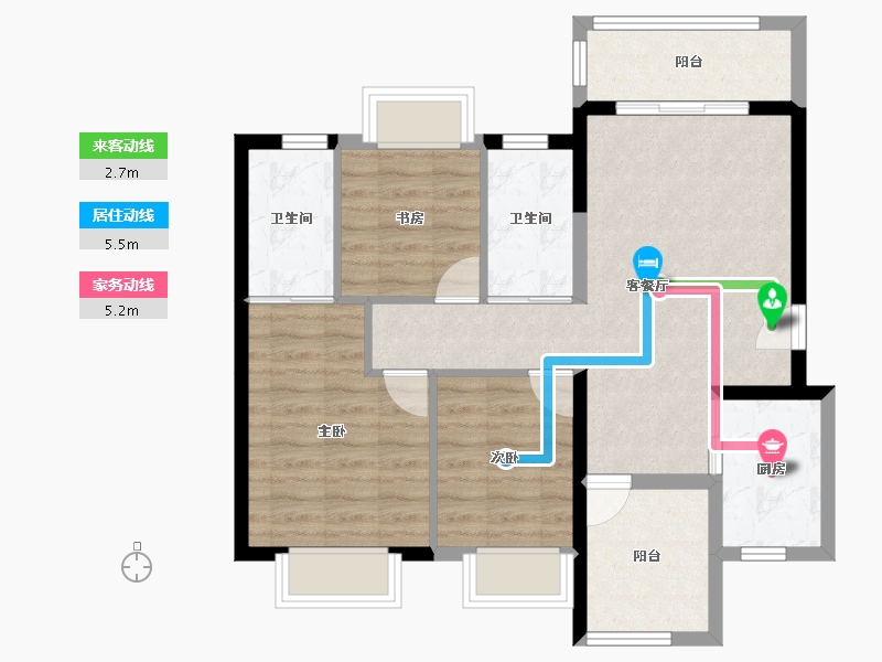 广东省-佛山市-融创滨江粤府-76.19-户型库-动静线