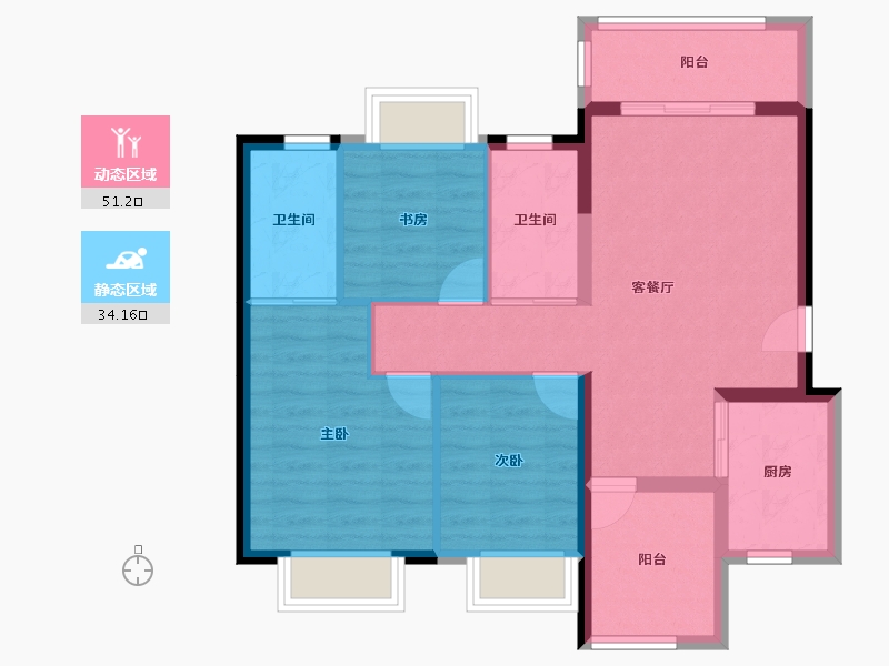 广东省-佛山市-融创滨江粤府-76.19-户型库-动静分区