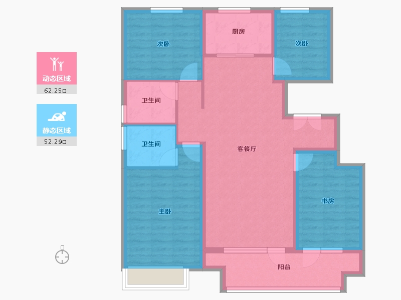 山东省-烟台市-华星中瑞北欧公园-102.45-户型库-动静分区