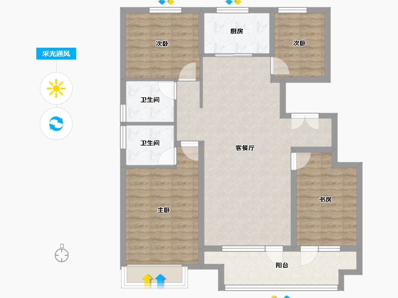 山东省-烟台市-华星中瑞北欧公园-102.45-户型库-采光通风