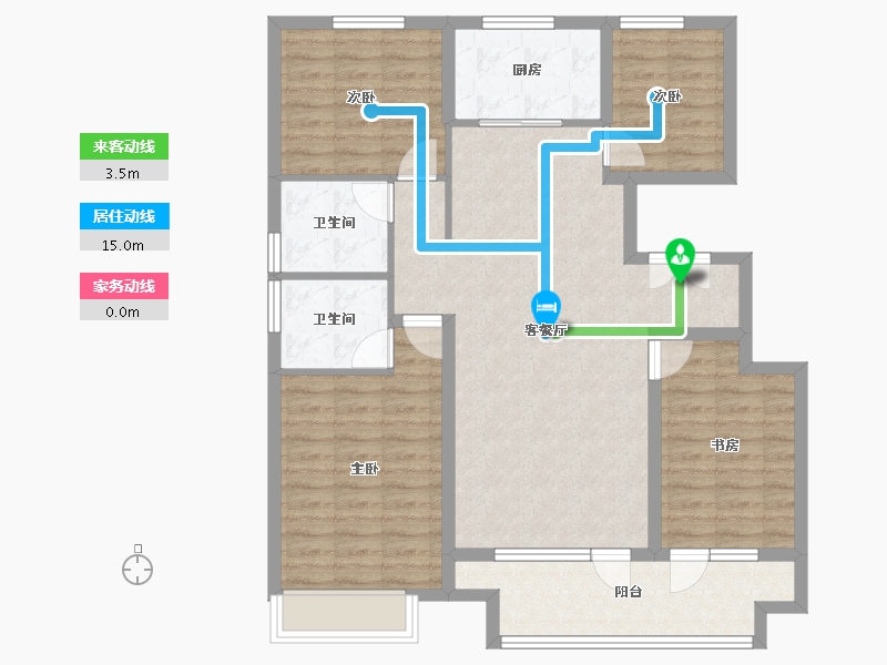 山东省-烟台市-华星中瑞北欧公园-102.45-户型库-动静线