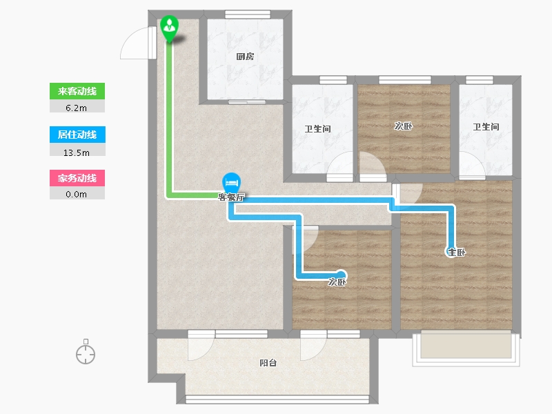 山东省-烟台市-华星中瑞北欧公园-89.15-户型库-动静线