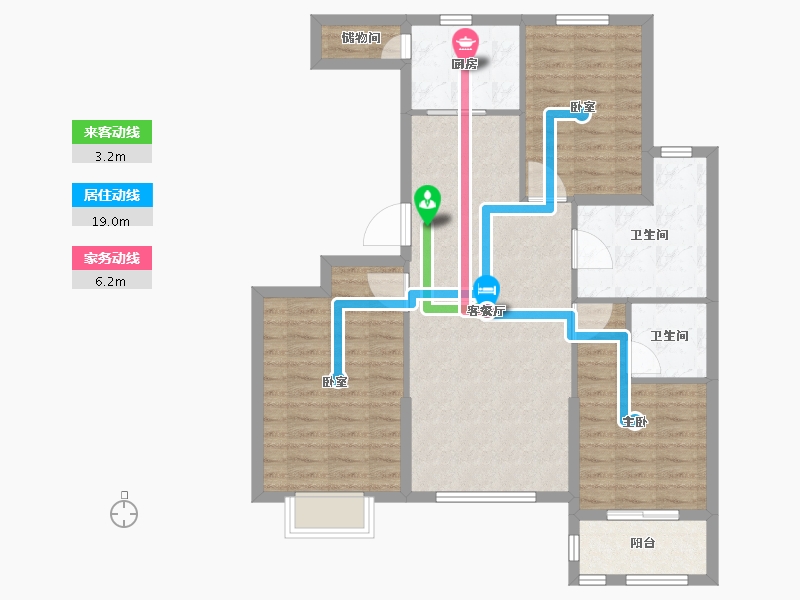 山东省-烟台市-花半里-93.60-户型库-动静线