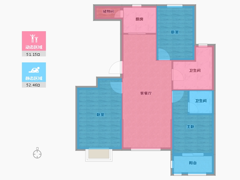 山东省-烟台市-花半里-93.60-户型库-动静分区