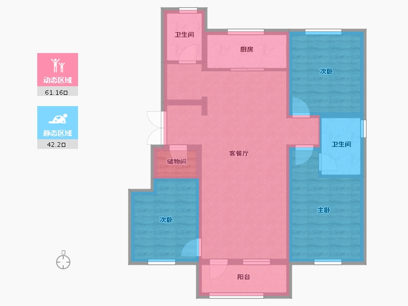 辽宁省-沈阳市-万科中德国际社区-91.76-户型库-动静分区