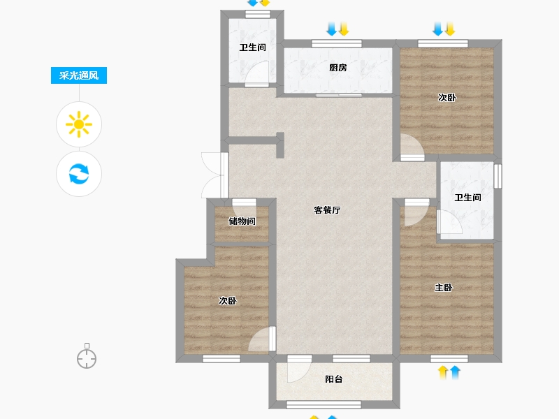 辽宁省-沈阳市-万科中德国际社区-91.76-户型库-采光通风