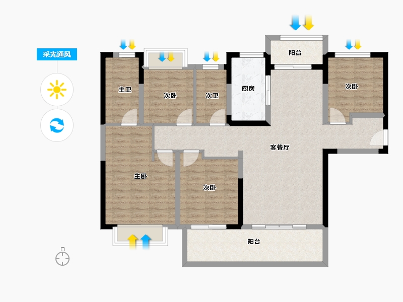 湖南省-长沙市-龙湖·翠湖壹号-114.40-户型库-采光通风