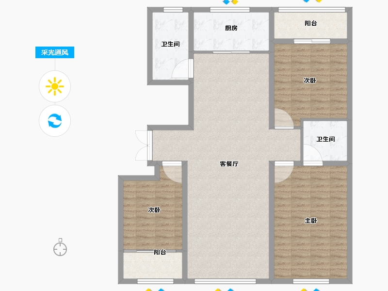 山东省-潍坊市-金庆公馆-120.81-户型库-采光通风